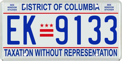 DC license plate EK9133