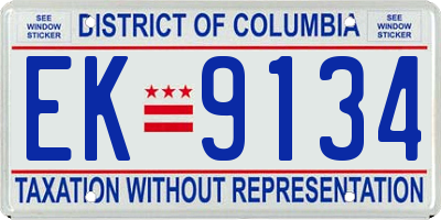 DC license plate EK9134