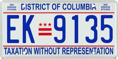 DC license plate EK9135