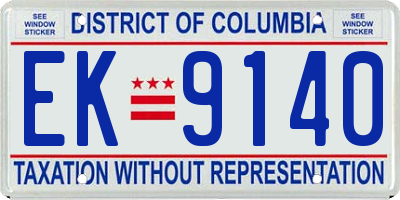 DC license plate EK9140