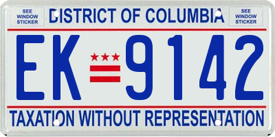 DC license plate EK9142