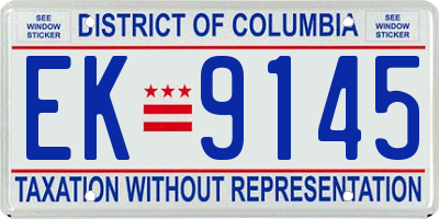 DC license plate EK9145