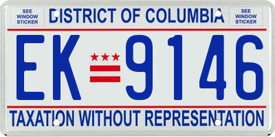 DC license plate EK9146