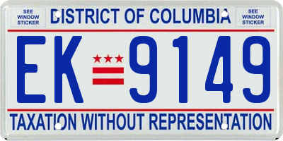 DC license plate EK9149