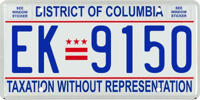 DC license plate EK9150