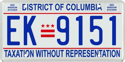 DC license plate EK9151