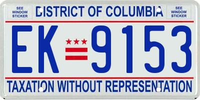 DC license plate EK9153