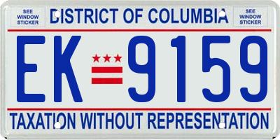 DC license plate EK9159