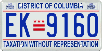 DC license plate EK9160