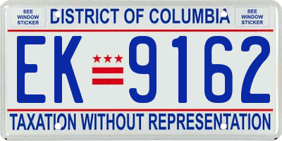 DC license plate EK9162