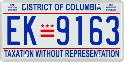 DC license plate EK9163