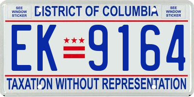 DC license plate EK9164
