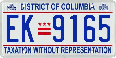 DC license plate EK9165