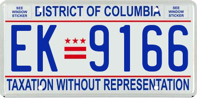 DC license plate EK9166