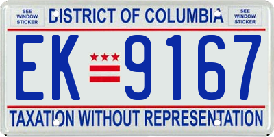 DC license plate EK9167