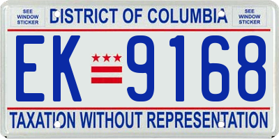 DC license plate EK9168