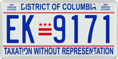 DC license plate EK9171