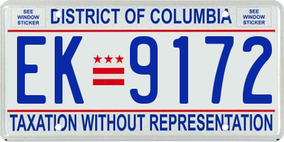 DC license plate EK9172