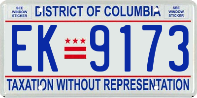 DC license plate EK9173