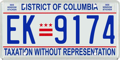 DC license plate EK9174