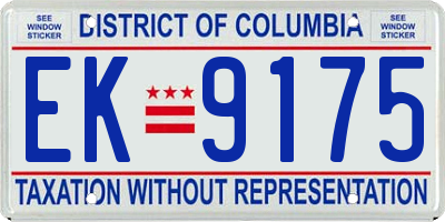 DC license plate EK9175