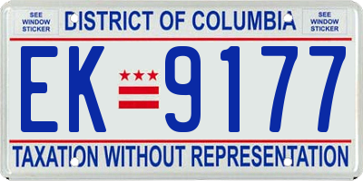 DC license plate EK9177