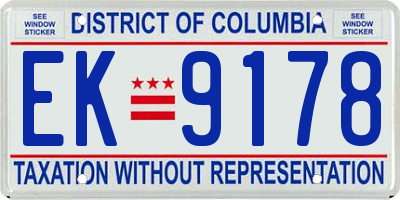 DC license plate EK9178