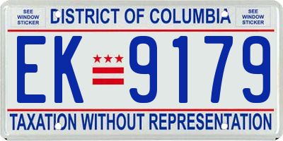 DC license plate EK9179