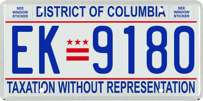 DC license plate EK9180