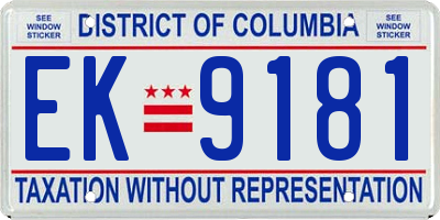 DC license plate EK9181