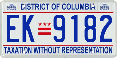 DC license plate EK9182