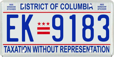 DC license plate EK9183