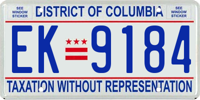 DC license plate EK9184