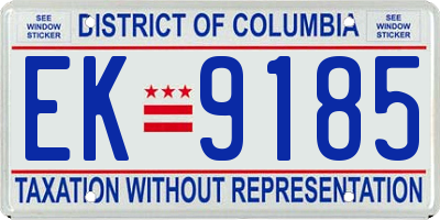 DC license plate EK9185