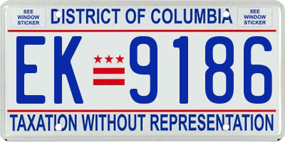 DC license plate EK9186