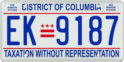 DC license plate EK9187