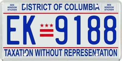 DC license plate EK9188