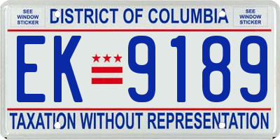 DC license plate EK9189