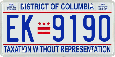 DC license plate EK9190