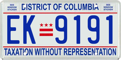 DC license plate EK9191