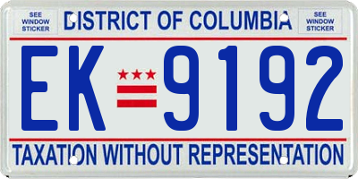 DC license plate EK9192