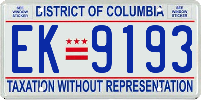 DC license plate EK9193