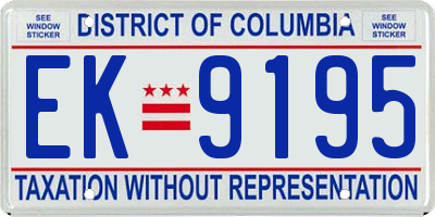 DC license plate EK9195