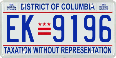 DC license plate EK9196