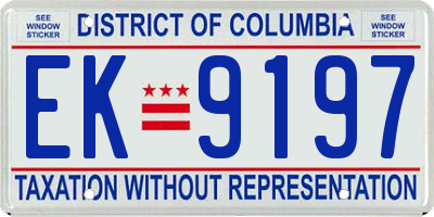 DC license plate EK9197