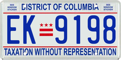 DC license plate EK9198