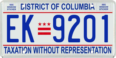 DC license plate EK9201