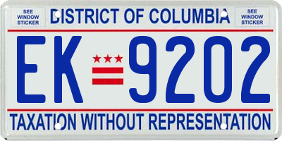 DC license plate EK9202