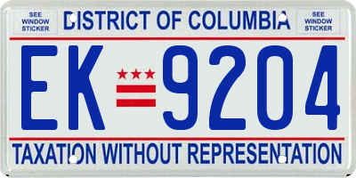 DC license plate EK9204