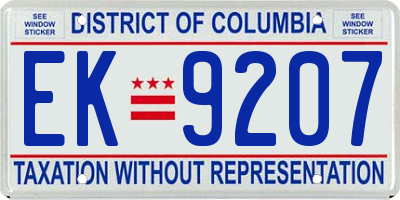 DC license plate EK9207